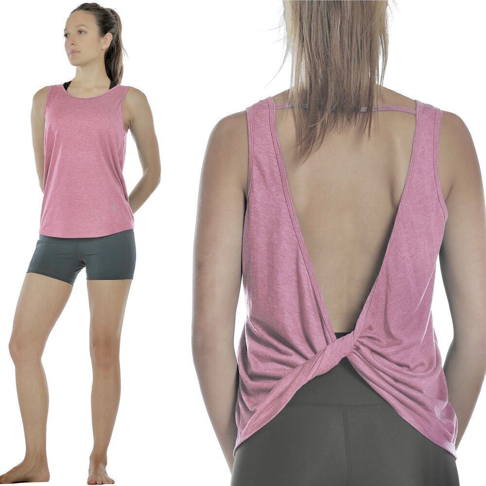 NWT Icyzone Women's Pink Open Back Twist Strappy Athletic Tank Size Medium